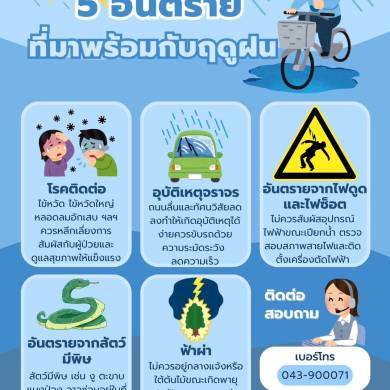 ประกาศประชาสัมพันธ์ เมื่อเข้าสู่ฤดูฝน จำเป็นจะต้องมีเรื่องระวังหลายอย่าง เพราะมักจะเกิดอันตรายจากสิ่งต่าง ๆ ที่มาพร้อมกับฤดูฝนนี้